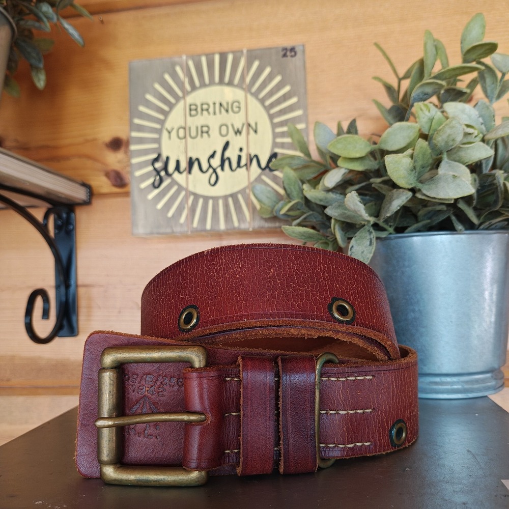 Polo Ralph Lauren NWT Vintage Y2K Brown Leather Belt Single Prong Wide Rare HTF